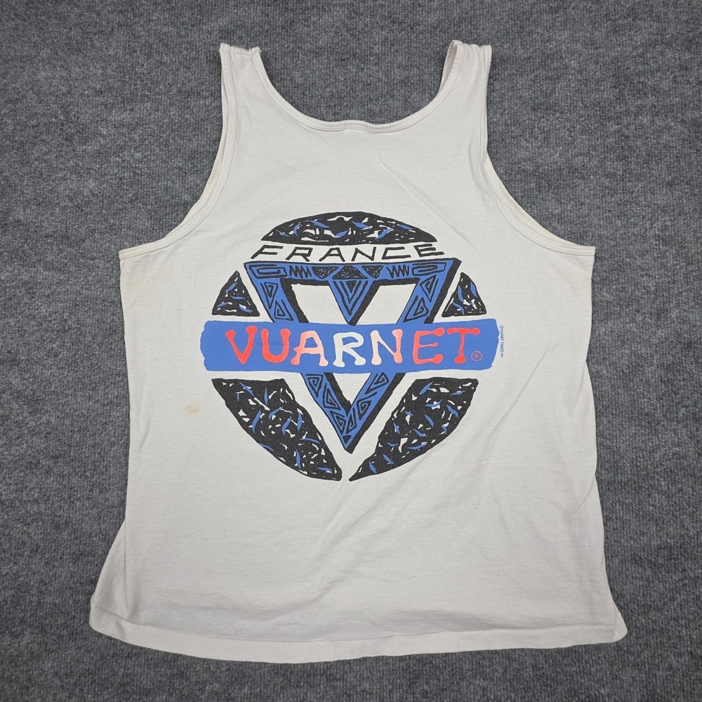 Vintage 80s 90s Vuarnet France Tank Top Mens L White Surfer Skate Muscle Shirt